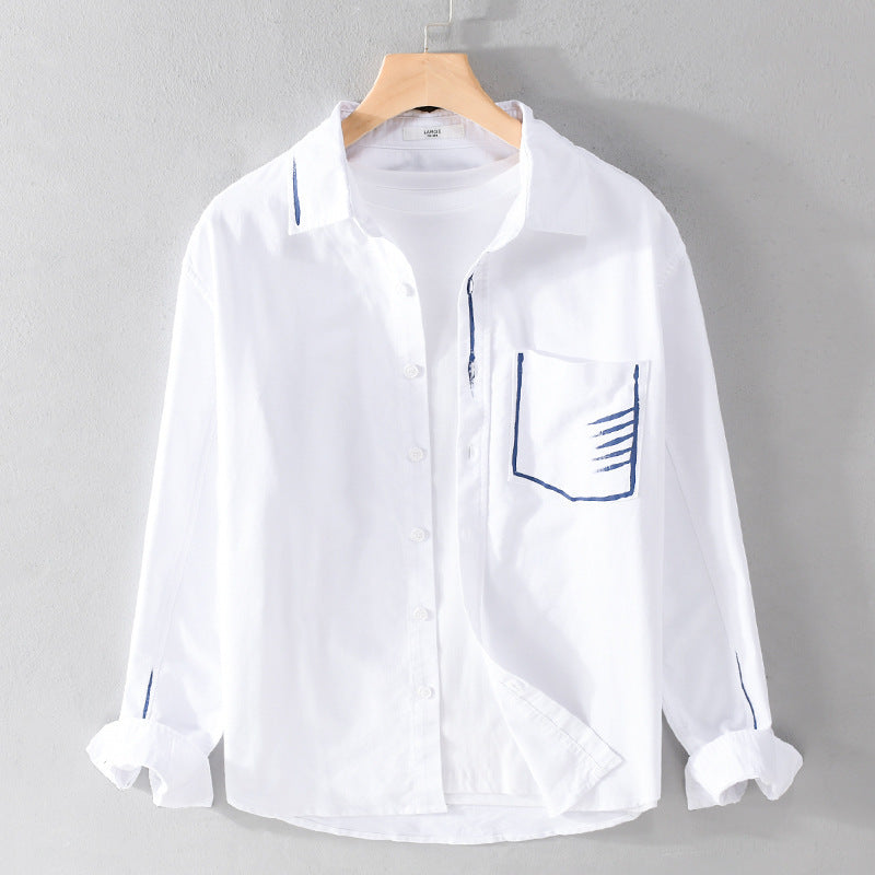 Herren Leichtes Baumwoll-Overshirt mit Kontrastnaht und aufgesetzter Brusttasche Nord Taschen