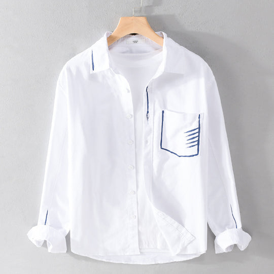 Herren Leichtes Baumwoll-Overshirt mit Kontrastnaht und aufgesetzter Brusttasche Nord Taschen