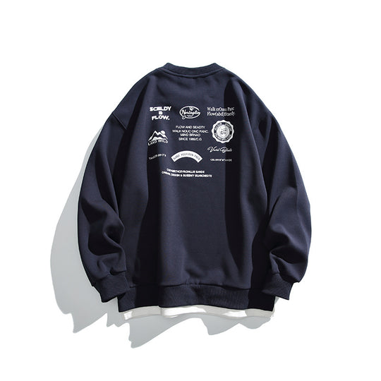 Unisex Oversize-Sweatshirt mit großflächigem Rückenprint, Lagenoptik und gerippten Bündchen Nord Taschen