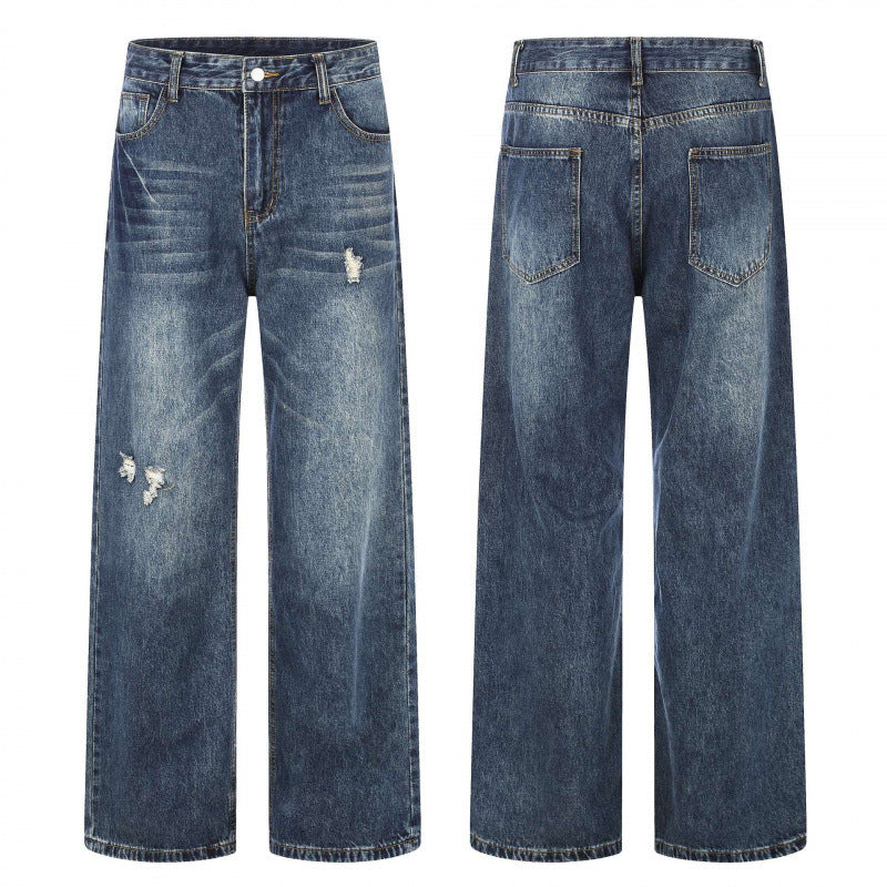 Damen Highwaist-Jeans im Wide-Leg-Schnitt mit Used- und Destroyed-Details Nord Taschen