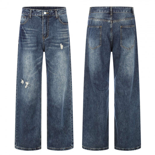 Damen Highwaist-Jeans im Wide-Leg-Schnitt mit Used- und Destroyed-Details Nord Taschen