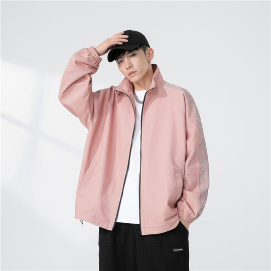 Herren Oversize Übergangsjacke mit Raglanärmeln, Stehkragen und elastischen Bündchen Nord Taschen