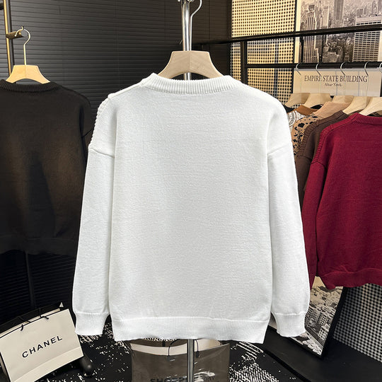 Herren Strukturierter Patchwork-Strickpullover mit Rundhals und gerippten Einsätzen Nord Taschen