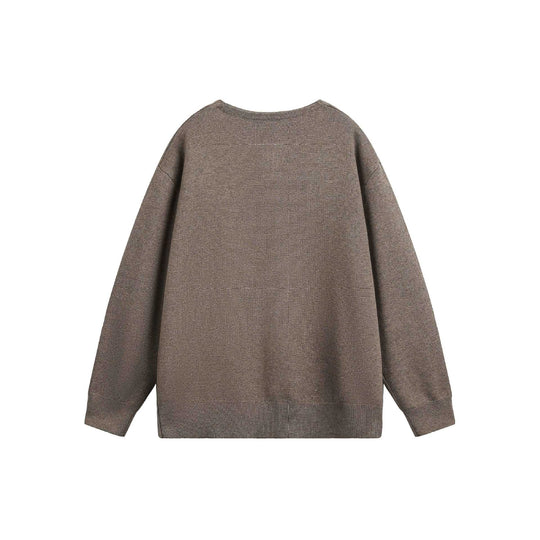 Damen Oversize-Strickpullover mit Knopfdetail am Rundhalsausschnitt Nord Taschen