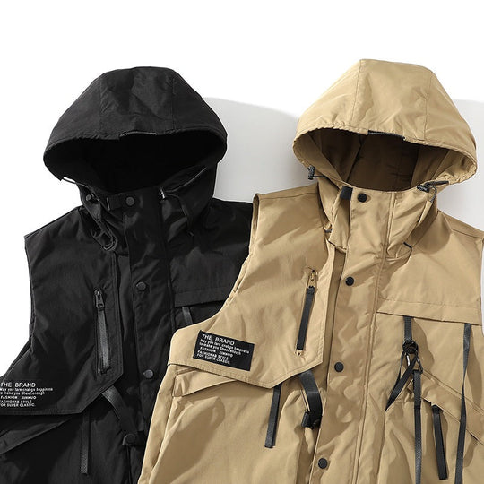 Herren funktionale Outdoor-Weste mit verstellbarem Kapuzendesign und vielseitigen Taschen Nord Taschen