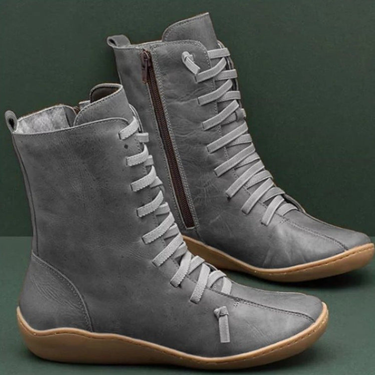 Damen nan knöchelhohe Schnür-Boots mit seitlichem Reißverschluss und stoßdämpfender Gummisohle Nord Taschen