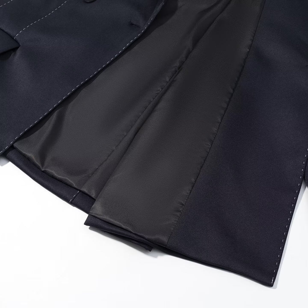 Damen Doppelreihiger Blazer mit dekorativen Ziernähten und Pattentaschen Nord Taschen