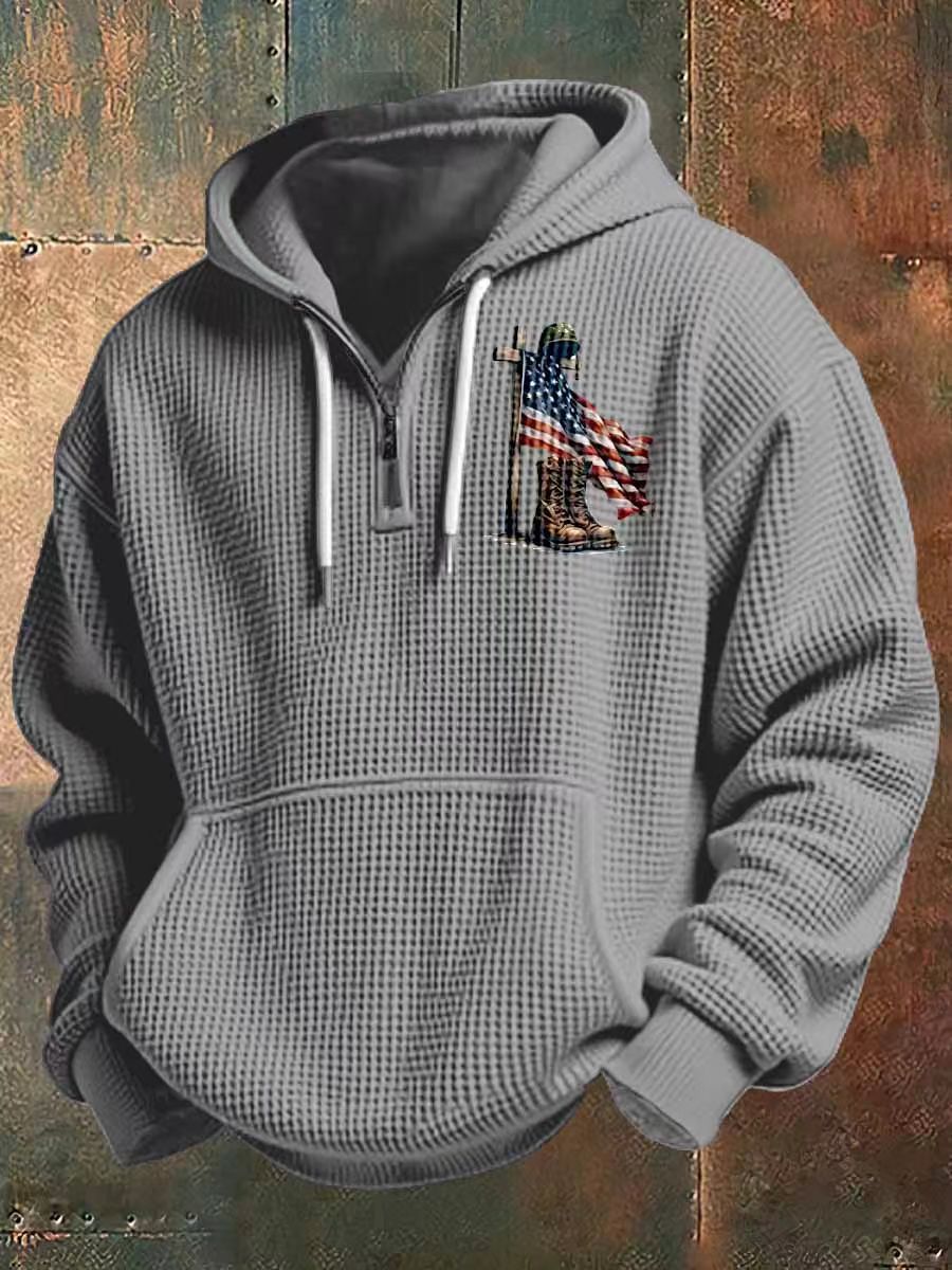 Herren Kapuzensweater mit amerikanischem Flaggenmotiv Nord Taschen