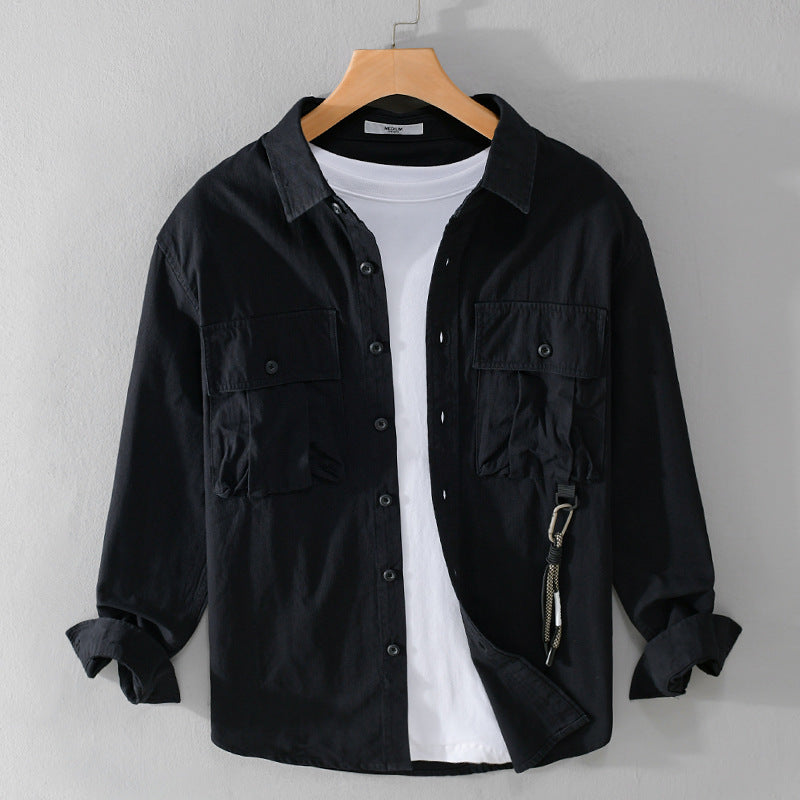 Herren Utility-Overshirt mit Doppel-Brusttaschen und Karabinerdetail Nord Taschen