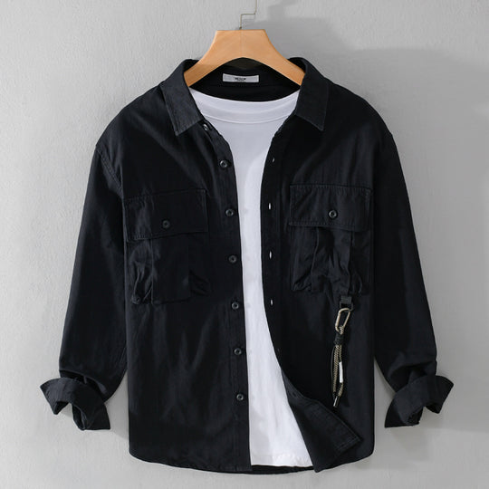Herren Utility-Overshirt mit Doppel-Brusttaschen und Karabinerdetail Nord Taschen