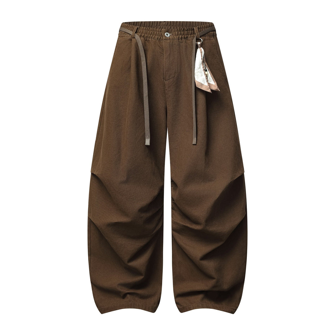 Damen Weite Culotte‑Hose mit Elastikbund, Stufenfalten und dekorativem Tuchanhänger Nord Taschen