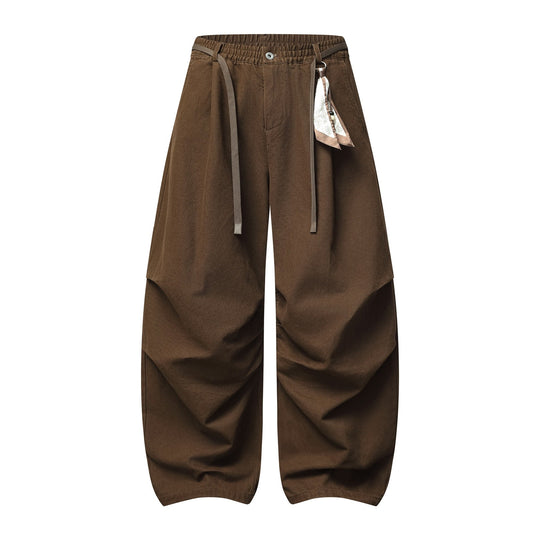 Damen Weite Culotte‑Hose mit Elastikbund, Stufenfalten und dekorativem Tuchanhänger Nord Taschen