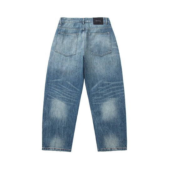 Damen Weite High‑Waist Relaxed Denim-Jeans mit Used‑Look Nord Taschen
