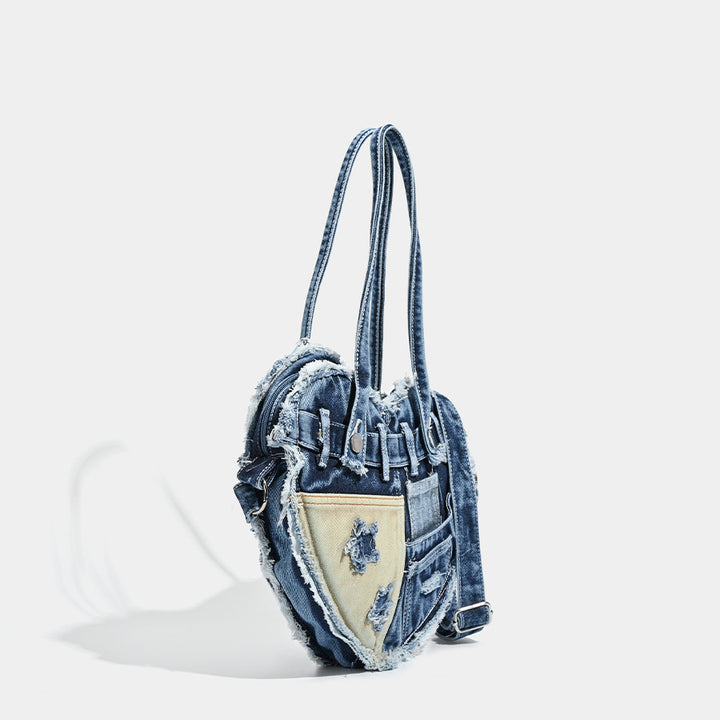 Damen Herzförmige Denim-Handtasche mit verspieltem Design Nord Taschen