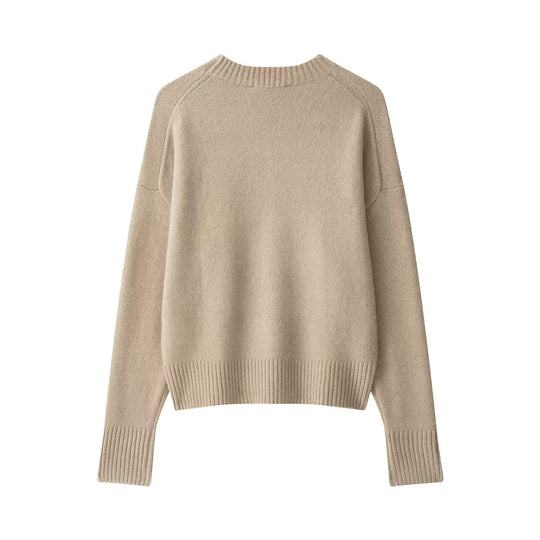 Damen Feiner Oversize-Pullover mit Rundhals und verlängerten Rippbündchen Nord Taschen