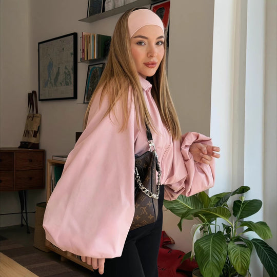 Damen Kurzcape mit Volumenärmeln, Reißverschluss und gerafftem Saum Nord Taschen