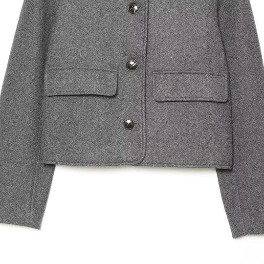 Damen Kurzjacke aus Wollmix mit Hemdkragen, aufgesetzten Pattentaschen und kastiger Cropped‑Silhouette Nord Taschen