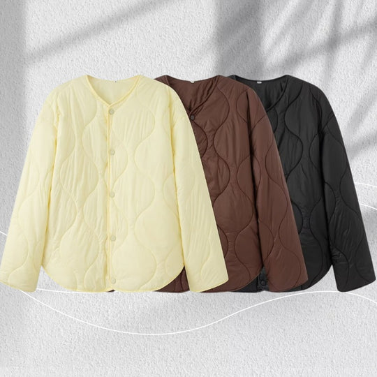Damen Steppjacke mit Oversize‑Schnitt, Rundhals und geschwungenem Saum Nord Taschen