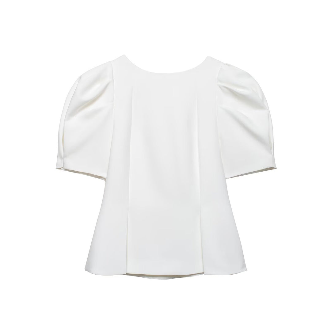 Damen Elegante A-Linien-Bluse mit formgebenden Teilungsnähten und Puffärmeln Nord Taschen