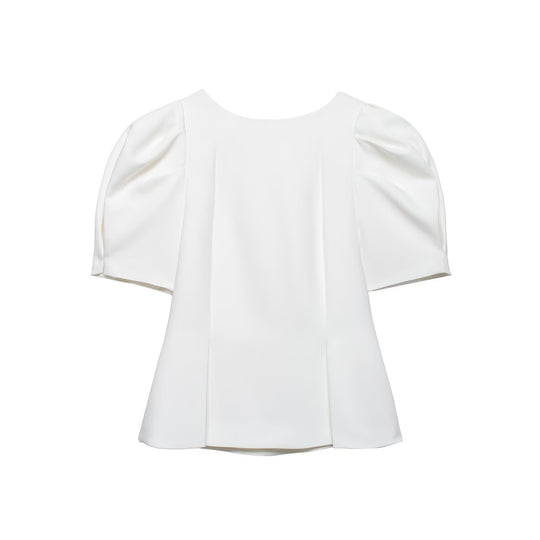 Damen Elegante A-Linien-Bluse mit formgebenden Teilungsnähten und Puffärmeln Nord Taschen