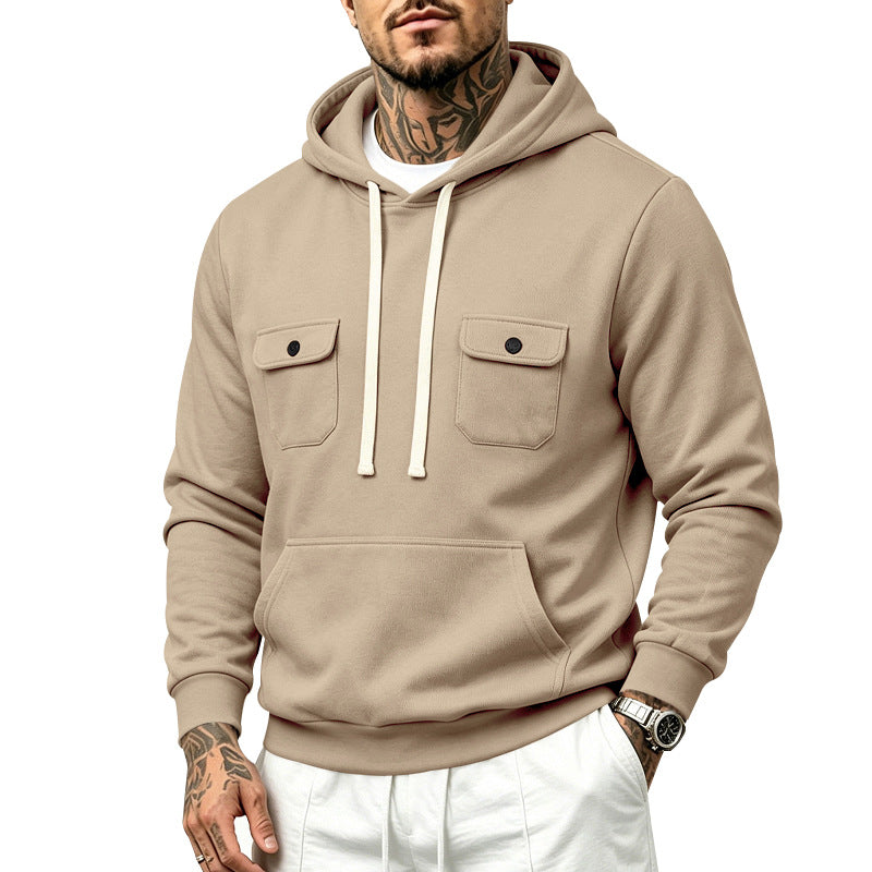 Herren Kapuzenpullover mit Brustklappen- und Kängurutasche Nord Taschen