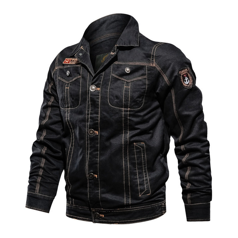 Herren Military‑inspirierte Canvas‑Fieldjacke mit kontrastierenden Ziernähten und Brustklappen Nord Taschen