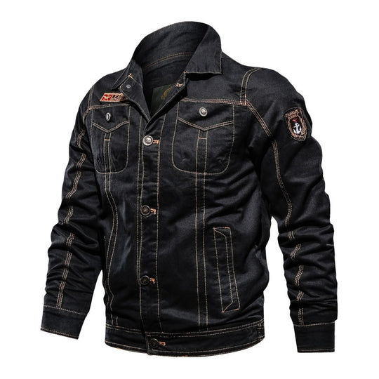 Herren Military‑inspirierte Canvas‑Fieldjacke mit kontrastierenden Ziernähten und Brustklappen Nord Taschen