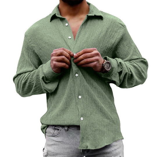 Herren lässiges Langarmhemd mit strukturiertem GewNord Taschene und modernem Look