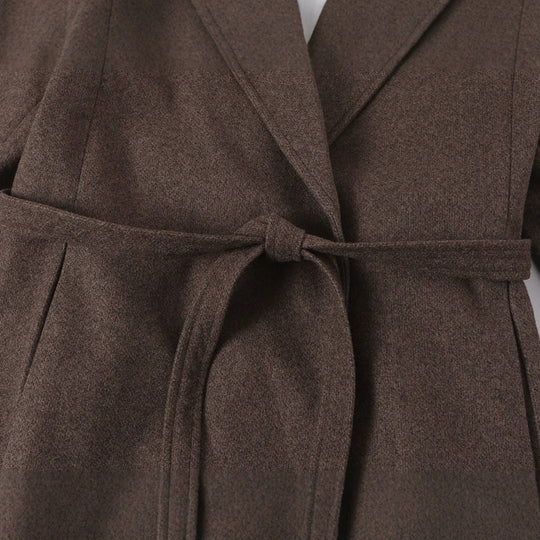 Damen Taillierter Wollmix‑Mantel mit Reverskragen und Bindegürtel Nord Taschen