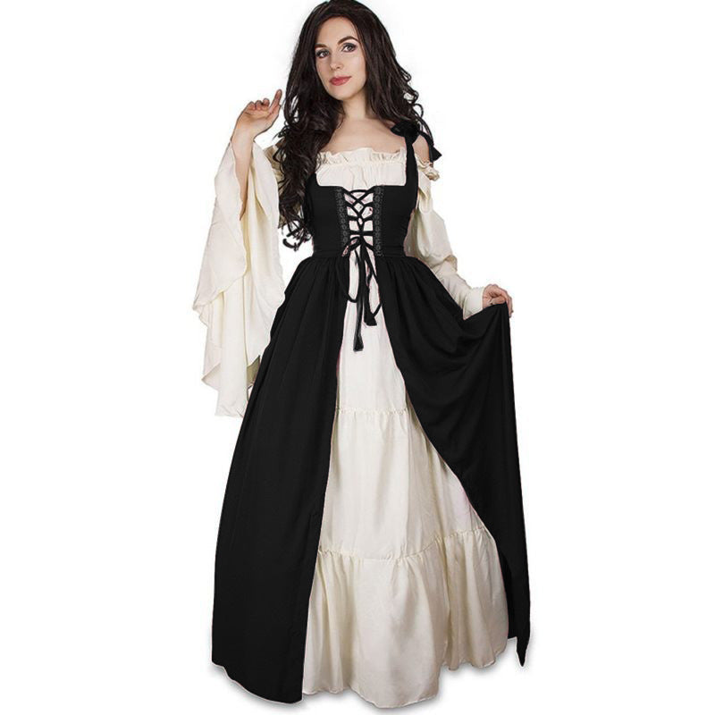 Damen historisches Kleid mit romantischem V-Ausschnitt und voluminösen Ärmeln