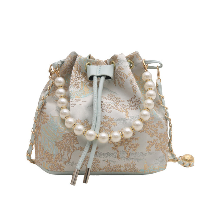 Damen modische Beuteltasche mit floralem Design und Perlenakzenten Nord Taschen