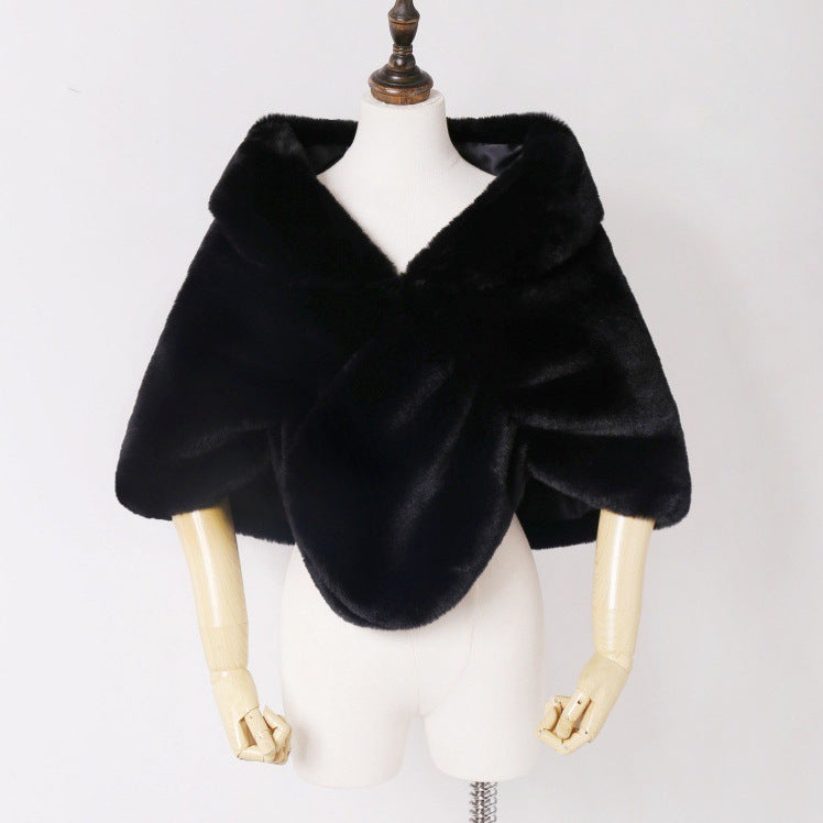 Damen Elegante Kunstpelz Stola im Capelet‑Schnitt Nord Taschen