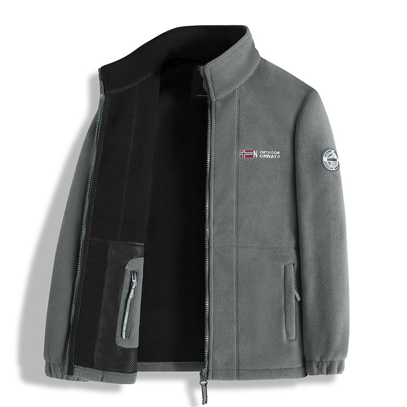 Herren Fleecejacke mit Microfleece-Innenfutter, Stehkragen und Zwei-Wege-Reißverschluss Nord Taschen