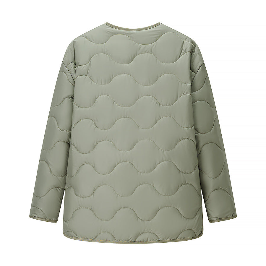 Damen Steppjacke Longline mit Oversize‑Silhouette und Druckknopfverschluss Nord Taschen