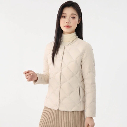 Damen leichte gesteppte Kurzjacke mit rundem Ausschnitt und Muschelsteppung Nord Taschen