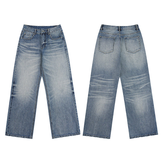 Herren Locker geschnittene Stonewashed-Denim-Jeans mit extra weitem Bein Nord Taschen
