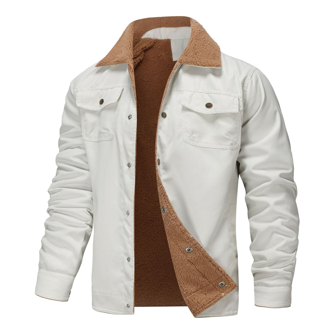 Herren Workwear-Jacke mit Teddykragen und Druckknopfleiste Nord Taschen