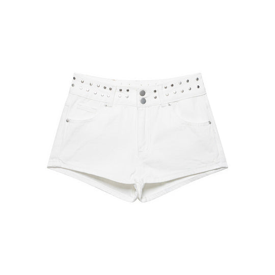 Damen stilvolle Shorts mit metallischen Details und hohem Bund Nord Taschen