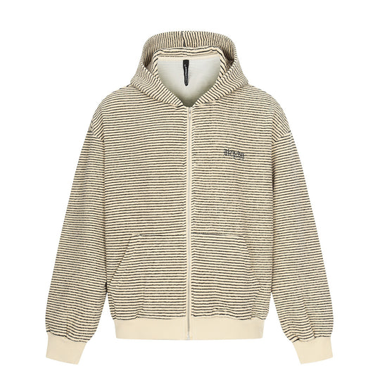 Unisex Gestreifte Kapuzen-Sweatjacke mit Reißverschluss und strukturierter Oberfläche Nord Taschen