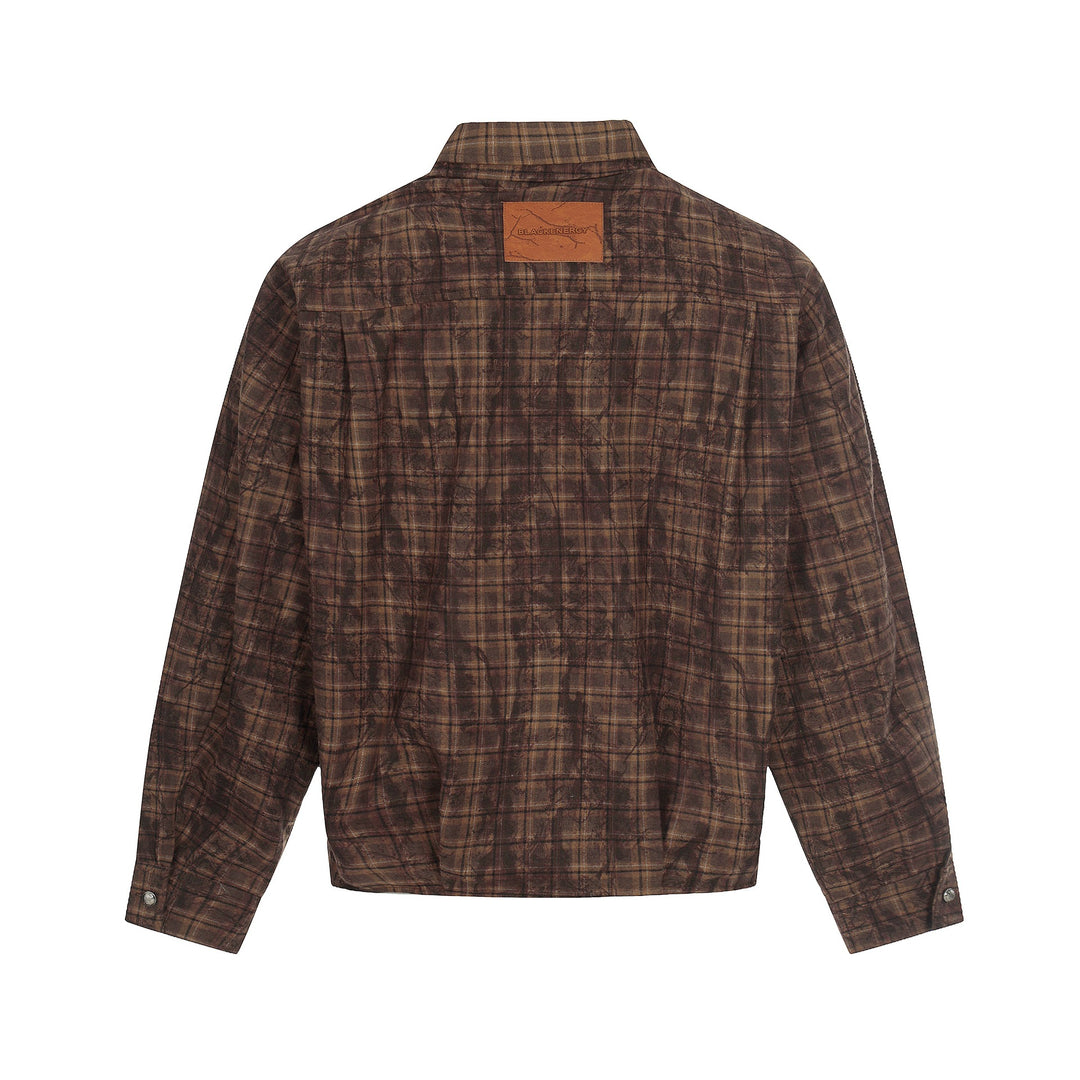 Herren Oversized Karo-Overshirt im Blousonstil mit distressed Finish Nord Taschen