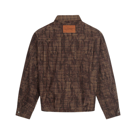 Herren Oversized Karo-Overshirt im Blousonstil mit distressed Finish Nord Taschen