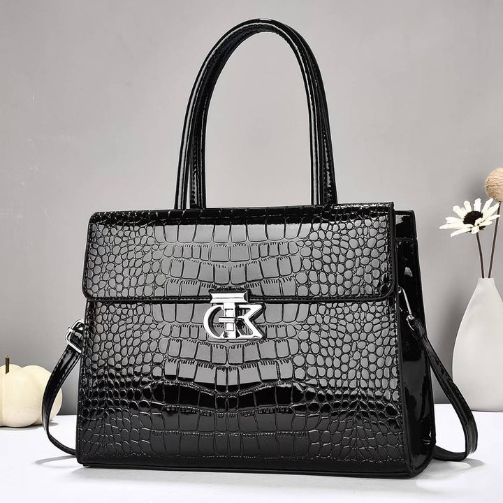 Damen elegante Handtasche mit glänzender Krokodilprägung Nord Taschen