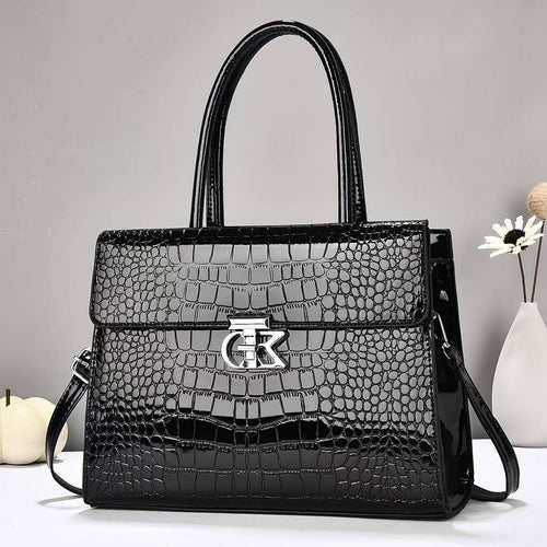 Damen elegante Handtasche mit glänzender Krokodilprägung Nord Taschen