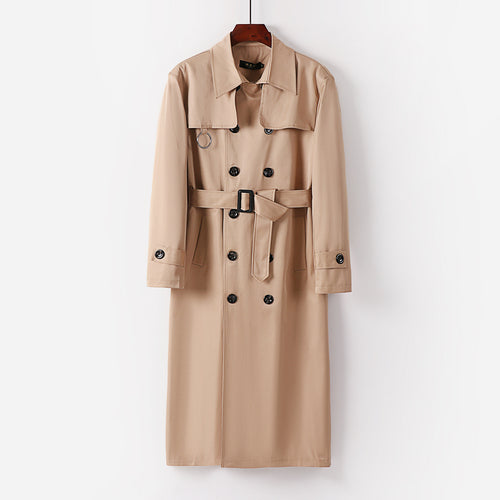 Herren Doppelreihiger Leichter Trenchcoat mit Taillengürtel Nord Taschen