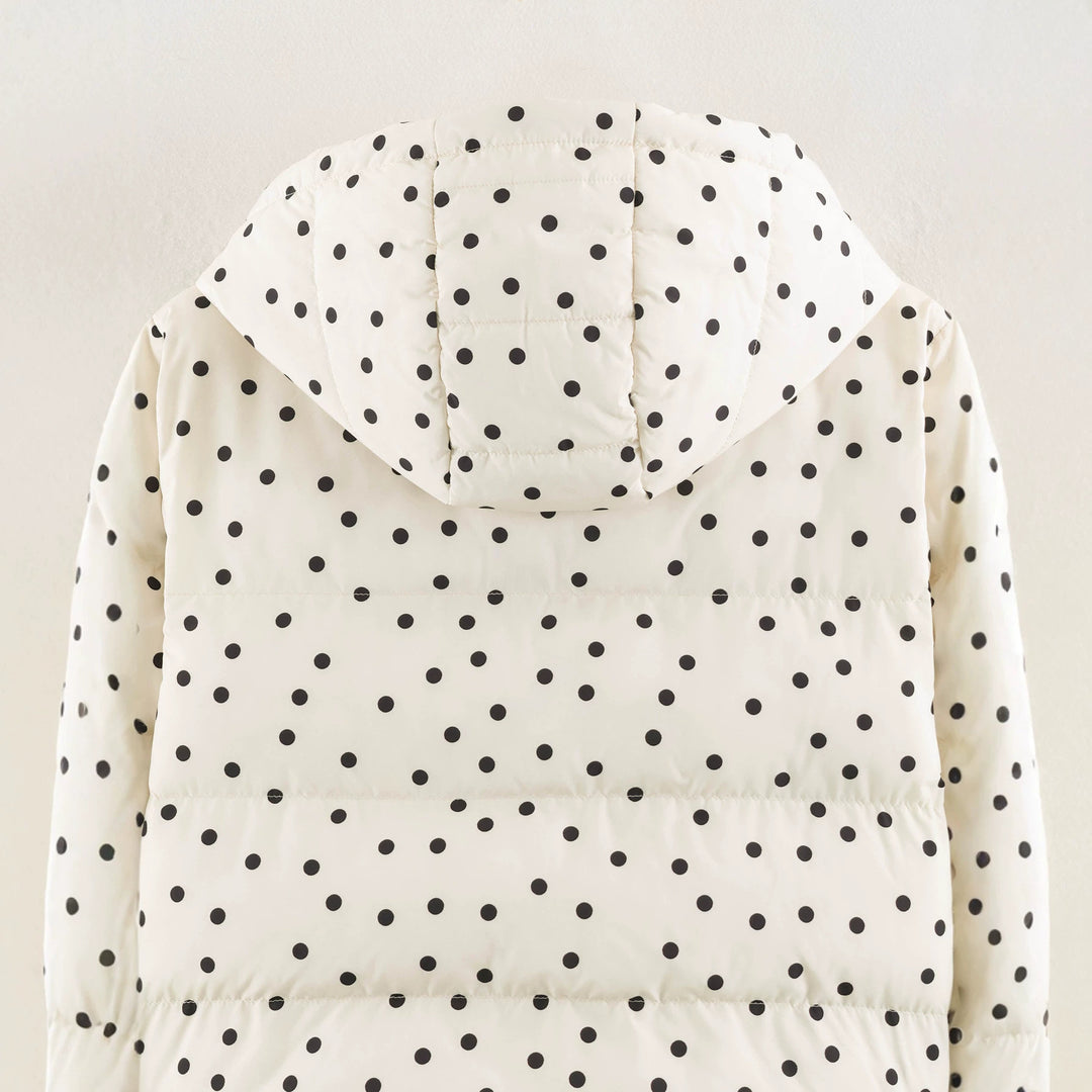 Damen Gepolsterte Cropped Kapuzenjacke mit Punktmuster Nord Taschen