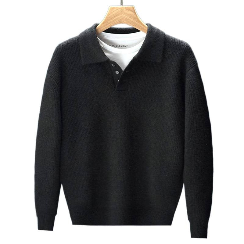 Herren Feinstrick-Polopullover mit halber Knopfleiste und legerer Oversize-Passform Nord Taschen