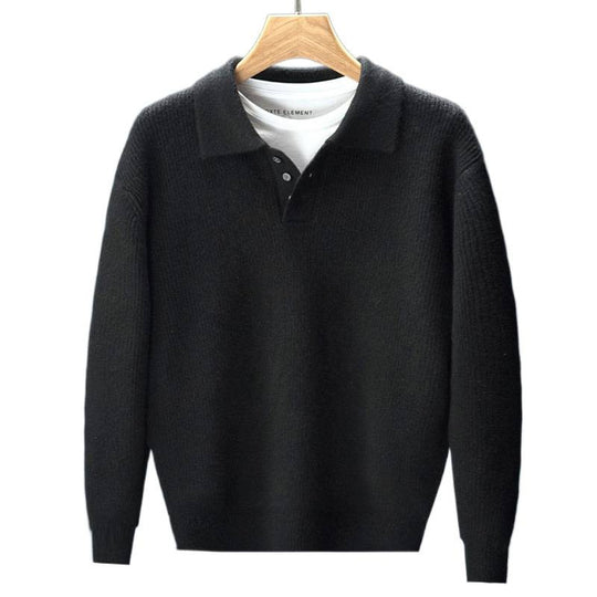 Herren Feinstrick-Polopullover mit halber Knopfleiste und legerer Oversize-Passform Nord Taschen