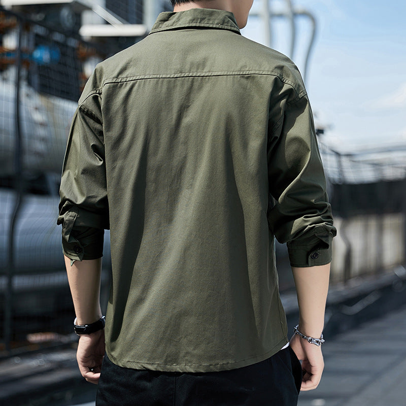 Herren Overshirt im leichten Canvas‑Utility‑Style mit Hemdkragen und aufgesetzten Taschen Nord Taschen