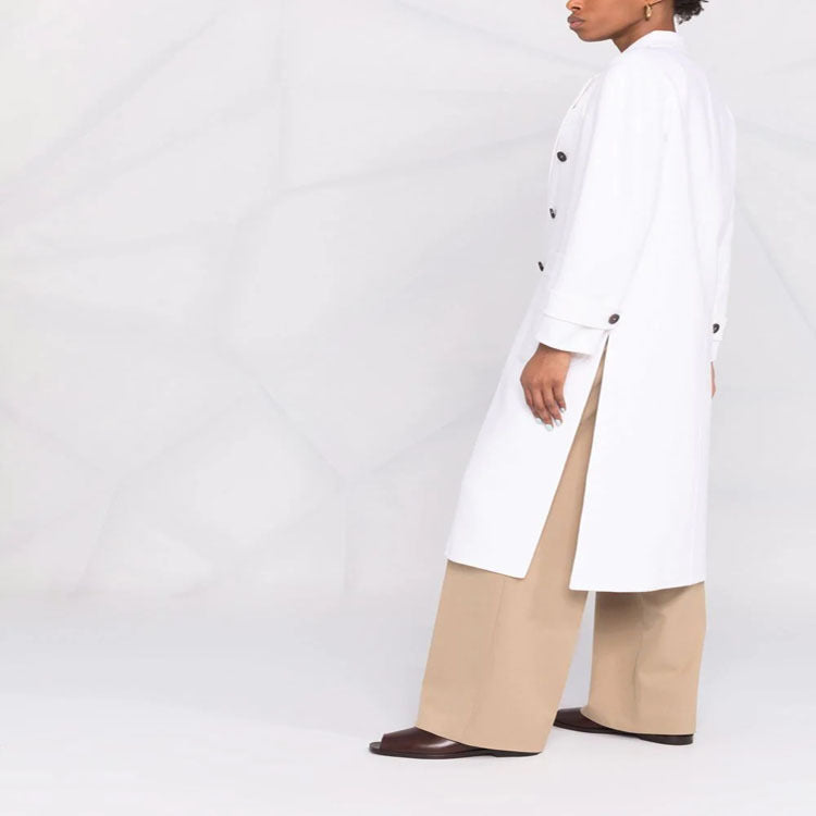 Damen Zweireihiger Midimantel im modernen Tailoring mit verlängertem Revers und aufgesetzten Taschen Nord Taschen