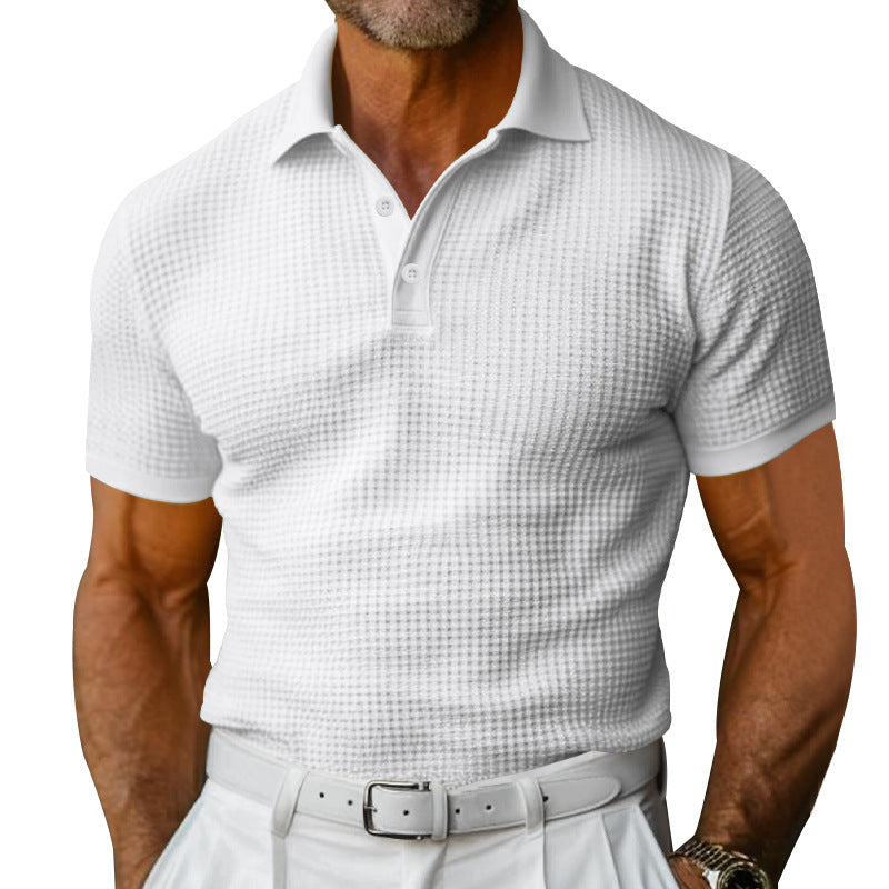 Herren nan strukturiertes Piqué-Poloshirt aus Baumwollmischung mit verstärktem Polokragen